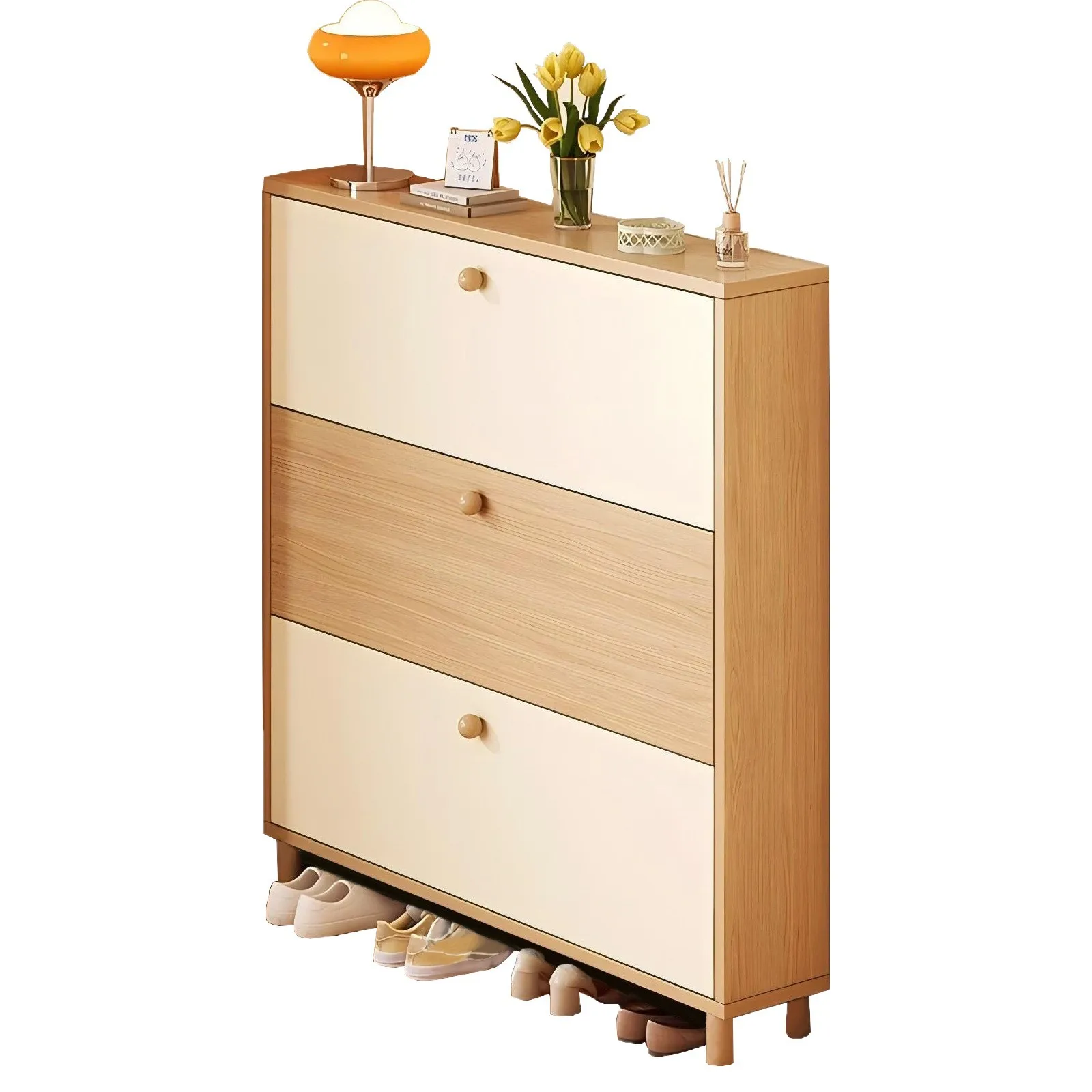 shoe cabinet household door storage cabinet integrated against the wall narrow locker behind the solid wood core door