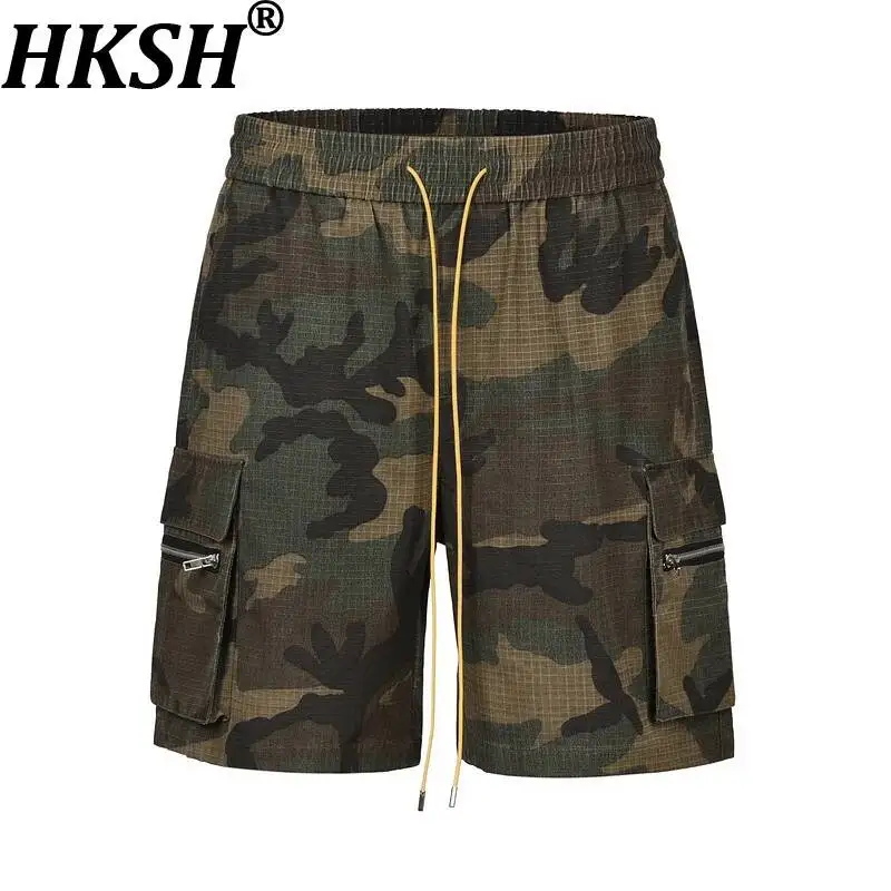HKSH Summer New Men Tide High Street Ins Safari Style RO Niche Vibe Pocket Washed Cargo Pants Shorts Chic Capris Ins Y2K HK24757