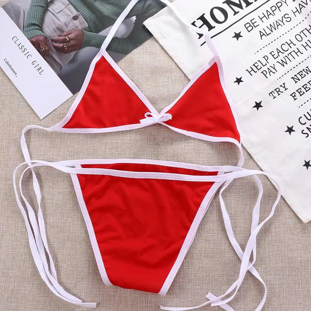 Simple Fashion Push-up Bra Female Cosplay Halter Neck Strap Bikini Sets Bathing Suit Swimsuit Swimwear