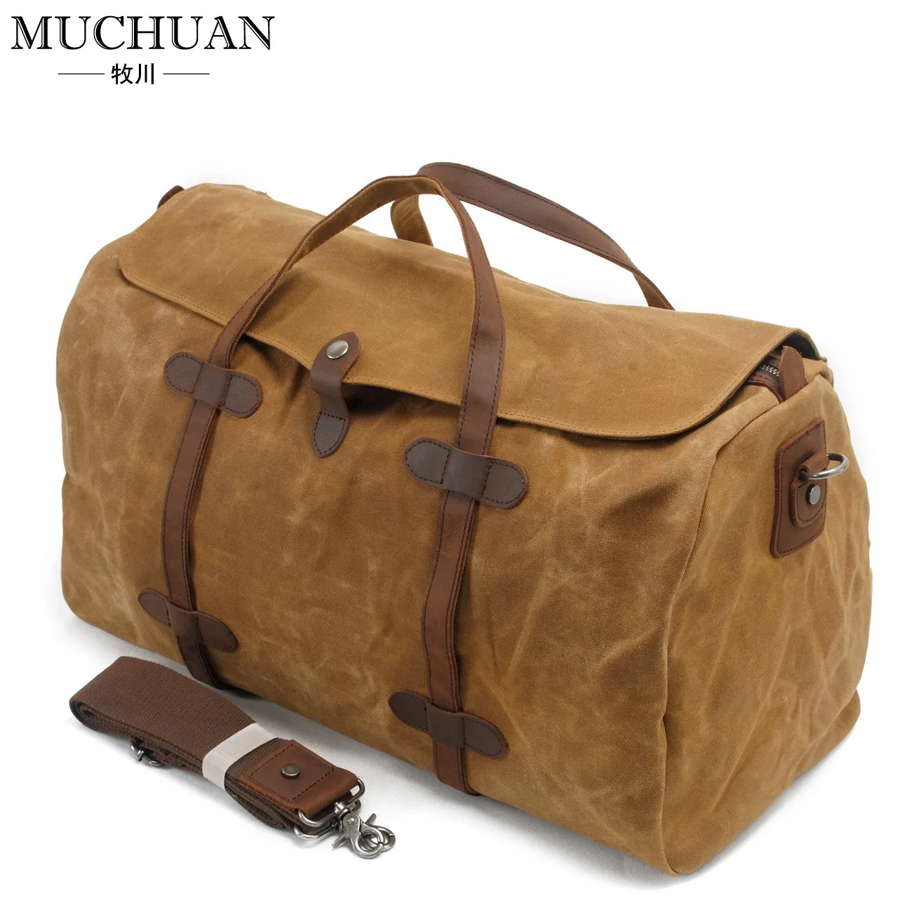 Retro Wax Canvas Leather Weekender Bag Mens LargeCapacity Travel Duffle with Adjustable Shoulder Strap for Overnight Gym Trip