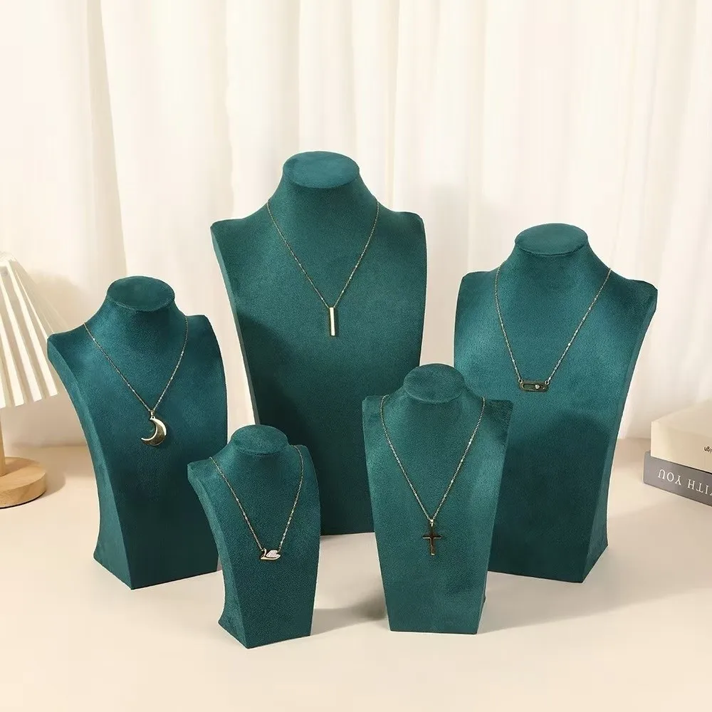 Velvet Cloth Necklace Display Stand Human Shape Counter Use Jewelry Show Rack Neck Mold Counter Display Prop Home Showcase