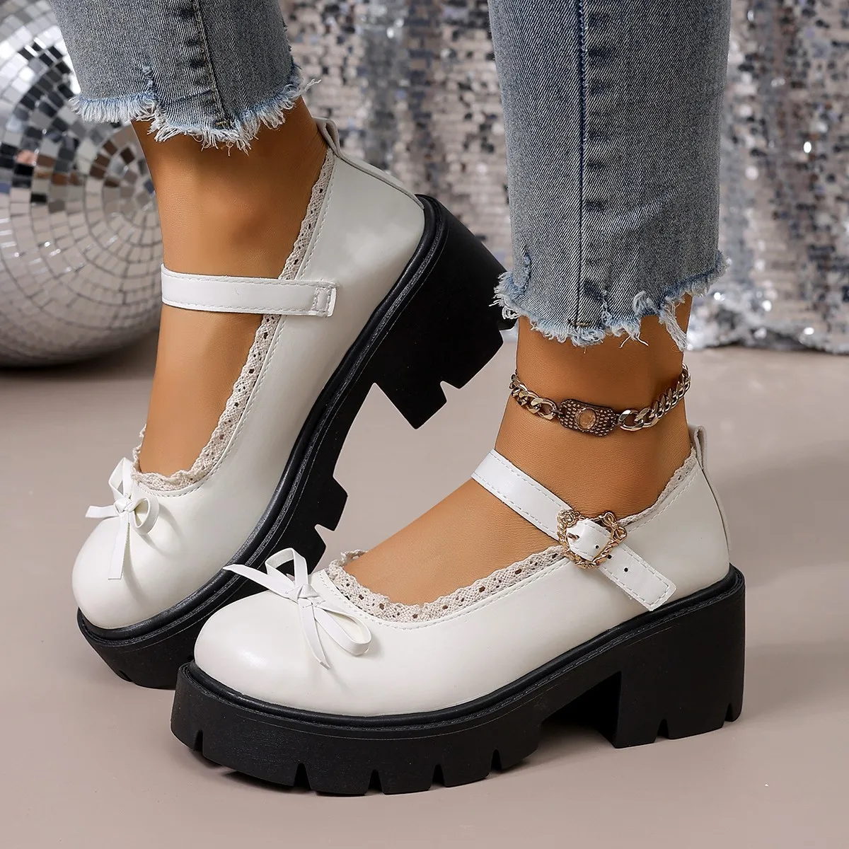Women's Lace-up Bukeno Mary Jane Shoes, 2026 New Run! Style, Perfect. With Skirts,   Thick-soled Boho Midi Bandage