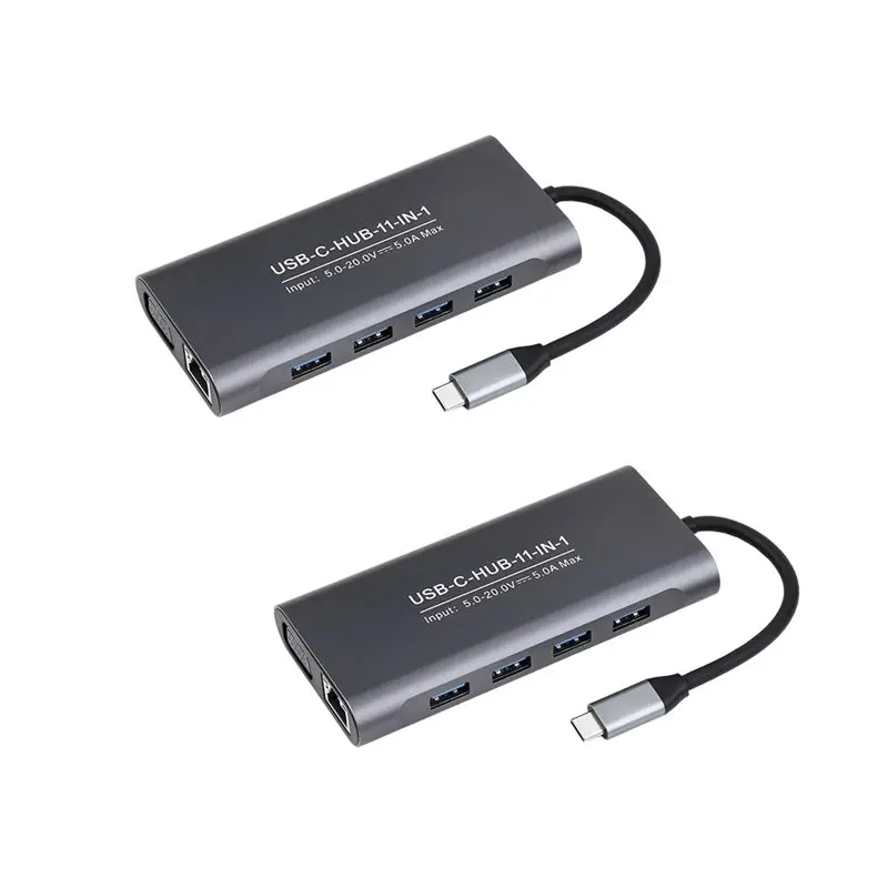 N93RNEW! 11-In-1 USB C Hub Docking Station 4K 30Hz -Compatible Multiport Adapter With USB 3.0 Ports PD 100W Fast Charging