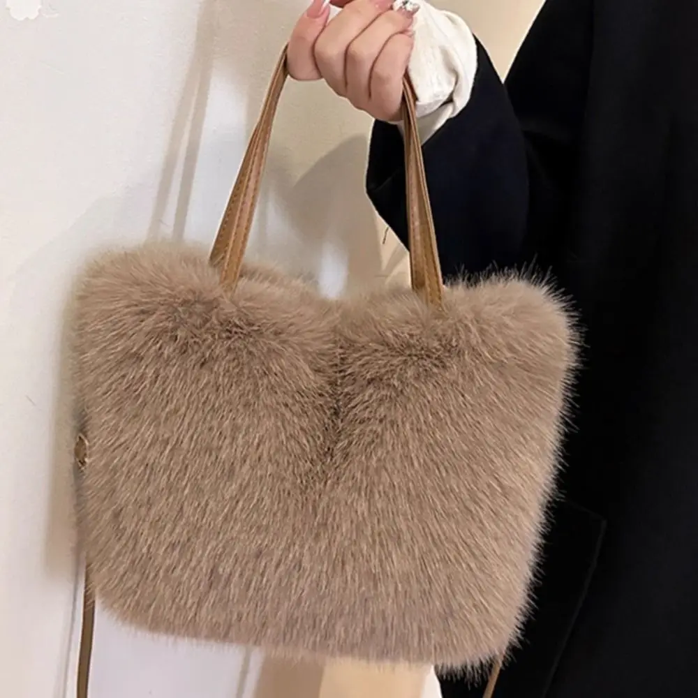 Fashion Faux Fur Ladies Shoulder Bag Fluffy Soft Female Crossbody Bag Square Handbag Tote Bag