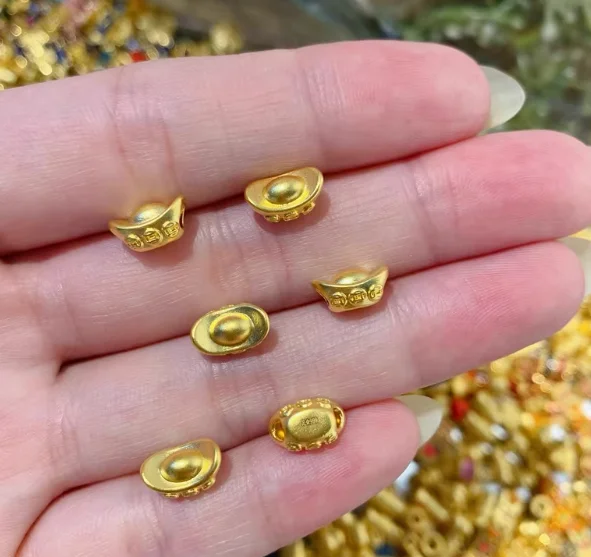 24k pure gold yuanbao  999 real gold charms diy bracelet  fine gold coins yuanbao about 0.16g