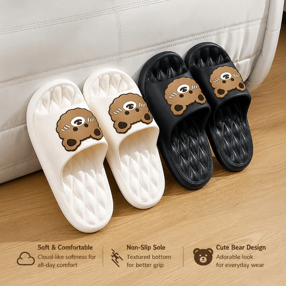 Thick Sole Women Summer Slippers Soft Wear-resisting House Slippers Non-slip Lightweight Bathroom Bath Slippers