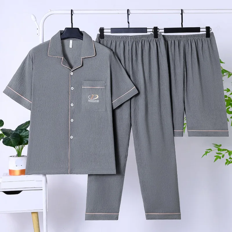 Men's KoreanStyle Fashion 3Piece Pajama Set, Versatile StylishDesign Lightweight Loungewear, Simple Handsome Casual Homewear