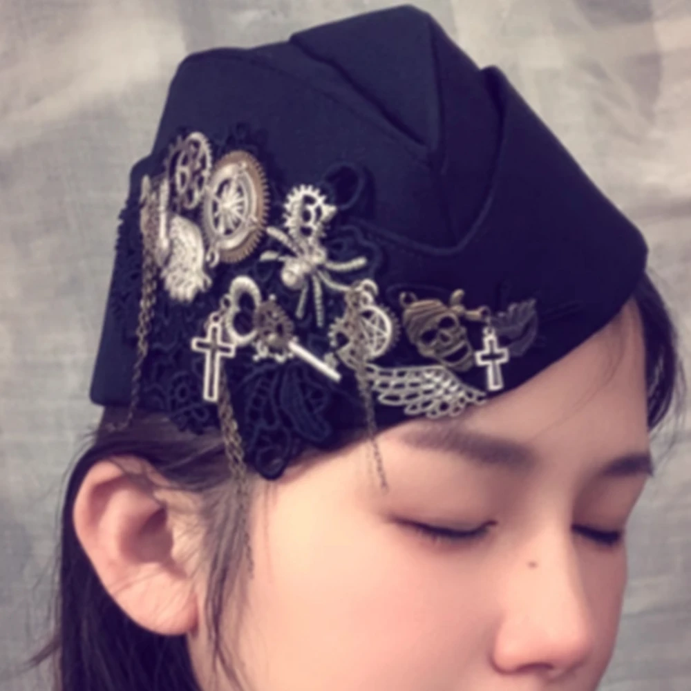 Sailors Captain Hat for Women Steampunk Lolita Style Sailors Cosplay Costume Masquerades Pillbox Hat for Halloween Party