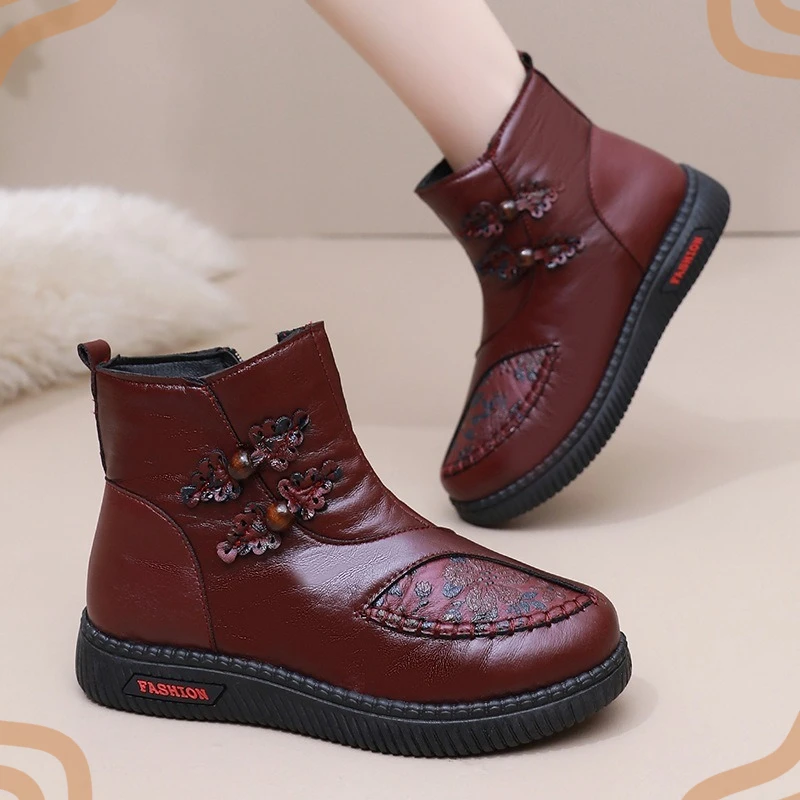 Classic Women's Boots Exquisite Round Toe Ankle Boots for Woman Comfortable Warm Cotton Shoes Designer Shoes Botas De Mujer
