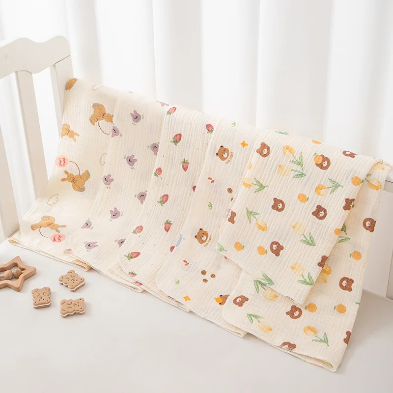 80*80 cm Decke Doppel Schicht Musselin Baby Swaddle Decke Cartoon Print Weiche Neugeborenen Baumwolle Swaddling Wrap Kinderwagen