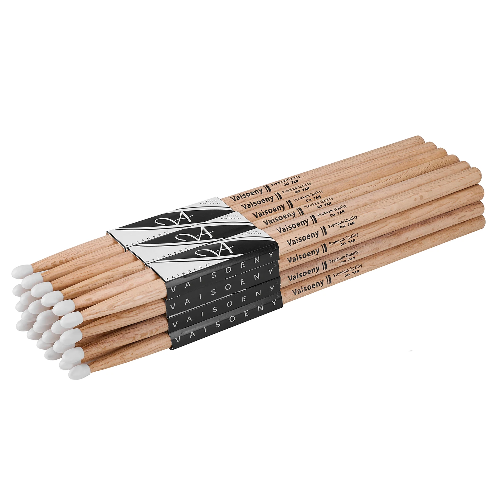 12 Pairs 7A  Nylon-Tipped Oak Drumsticks,  Hard Wear-Resistant, Rich Low Frequencies for Rock/Metal/Pop (XM-NL-7A-12P)