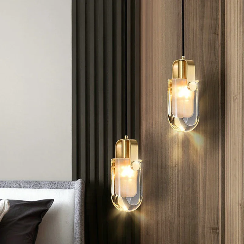 Modern Luxury Crystal Pendant Lamp Bedroom Bedside Commercial Homestay Lighting Restaurant Designer Bar Counter Small Chandelier