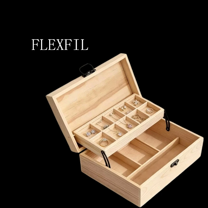 FLEXFIL wood jewelry storage box Vintage for women High quality Original Handmade house Organization Accessories gift box