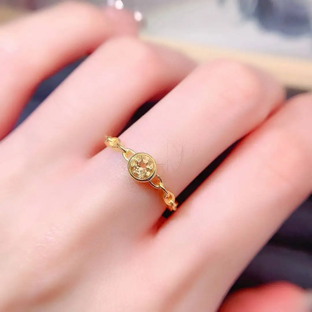KJJEAXCMY New Jewelry Natural Women's Yellow Crystal Ring 925 silver inlay Colorful and splendid High clarity supports detection
