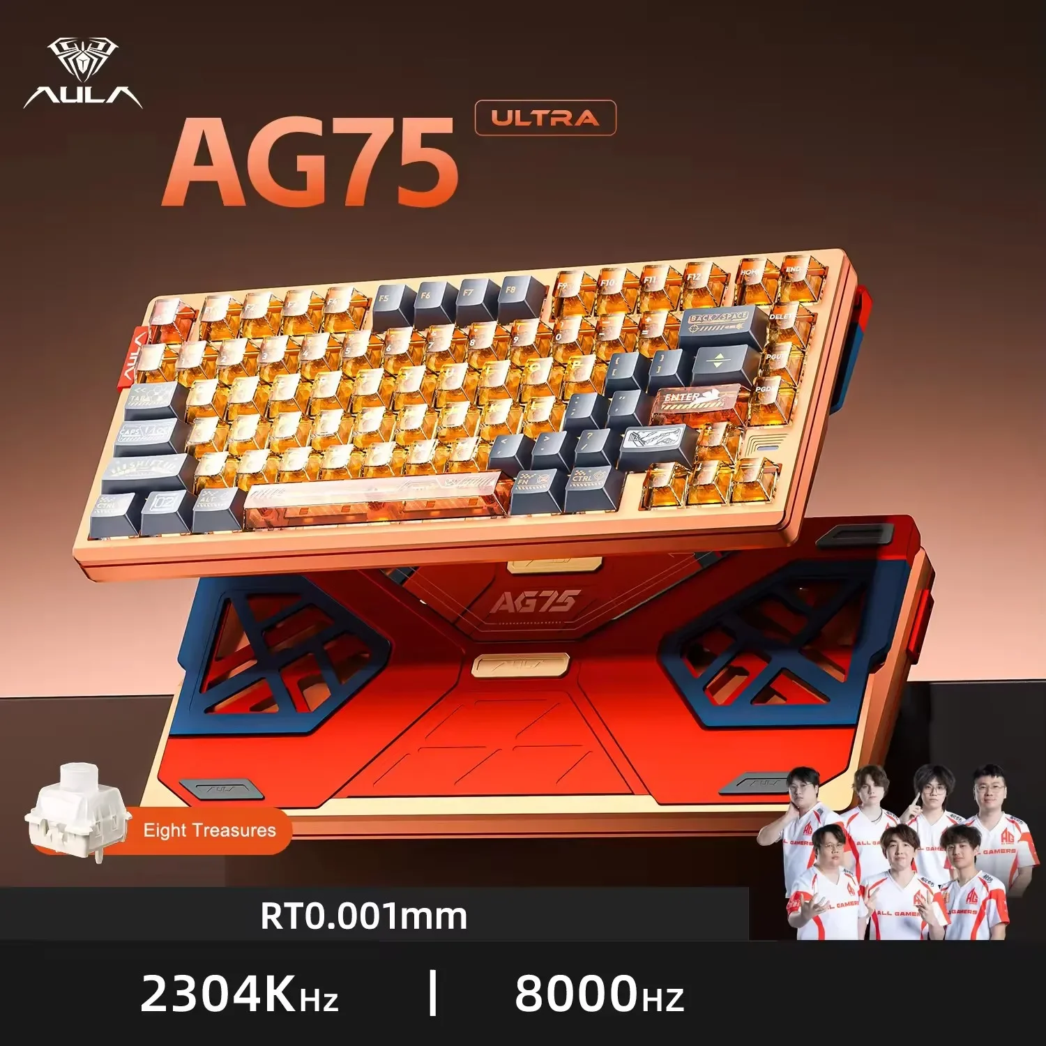 AULA AG75 Wired SingleMode Magnetic Switch Keyboard 75% CNC Alu Shell Hotswap,8000Hz Polling Rate HIFI RGB Backlit for FPS Gam