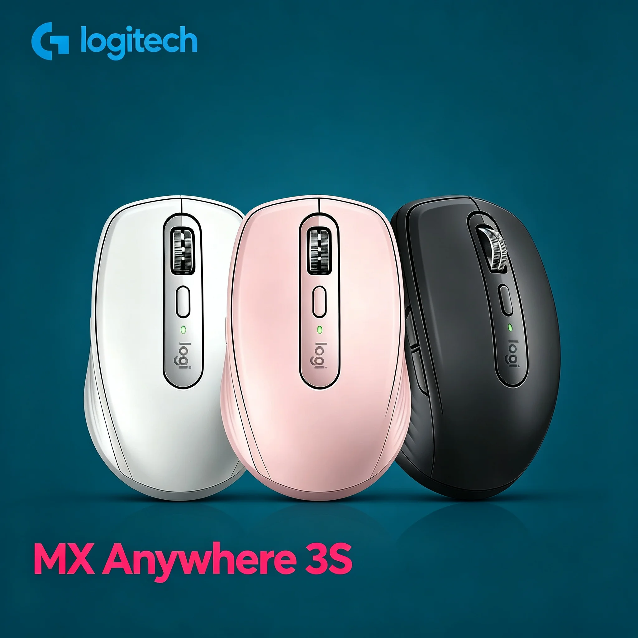 Logitech MX Anywhere 3S Wireless Office Computer Mice, Low Noise Silent Click, Smart Scroll Rechargeable
