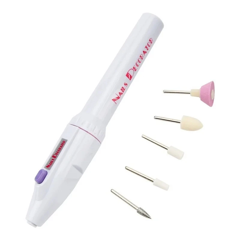 5pcs/Set Multifunctional Small Mini Nail Grinder Electric Pen Grinder Portable Sanding Polishing Manicure Tools