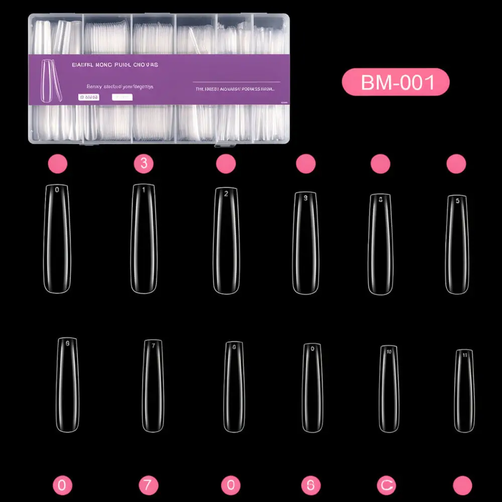 Clear False Nails Tips Set Full Cover Artificial Acrylic Press On Manicure For Women Nail Art Extension Accessories