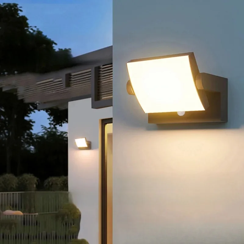 ShinyYing 18W Outdoor Wall Light, IP54 Waterproof LED Sconce with Motion Sensor, Rotatable Aluminum Lamp Corridor Balcony