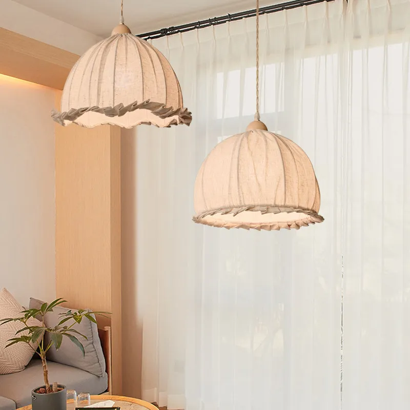 2026 Fabric Pendant Lamp Rustic Japanese Hanging Chandelier Light Fixture For Bedrooms Living Room Dining Room