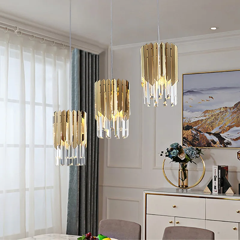 Small Round Gold K9 Crystal Modern Led Chandelier For Living Room Kitchen Dining Room Bedroom Bed Luxury Indoor Lighting