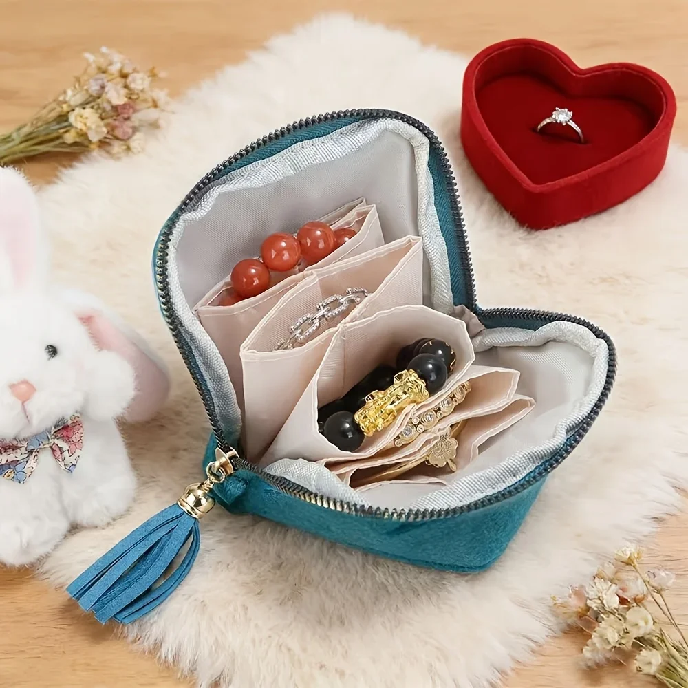 1pc Travel Jewelry Box, Portable Jewelry Pouch Jewelry Organizer Bag, Mini Portable Travel Jewelry, Pendant Zipper Jewelry Bag