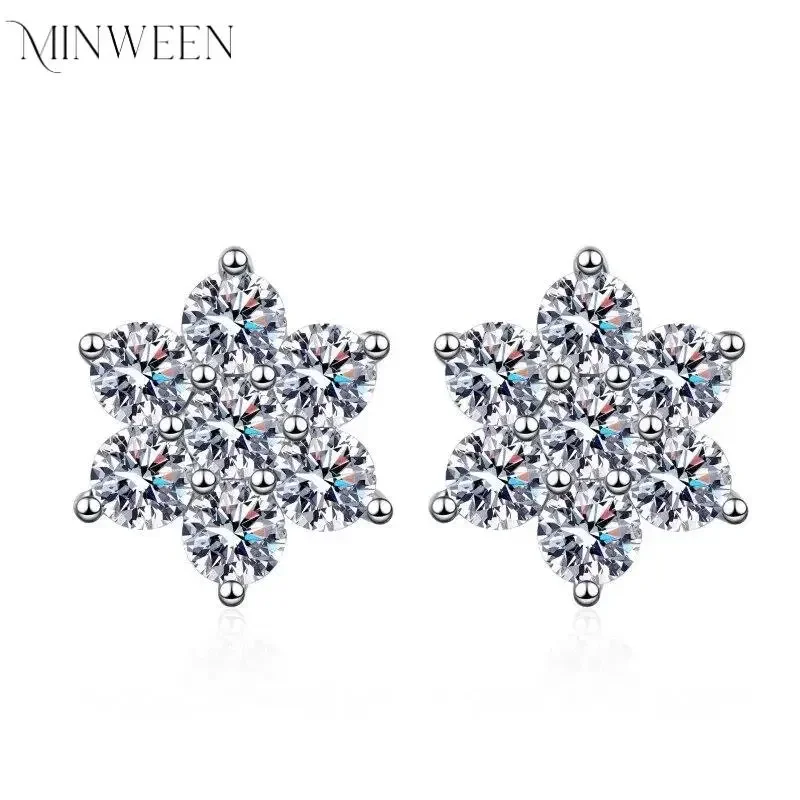 Moissanite Snowflake Earrings White Gold Stud Earring for Women 925 Sterling Silver Moissanite Diamond Earring Gift Jewerly