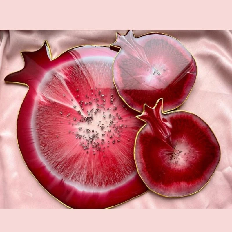 X6HE Pomegranate Geode Agate Epoxy Resin Mold Handmade Cup Mat Mug Pad Silicone Mould DIY Crafts Mold