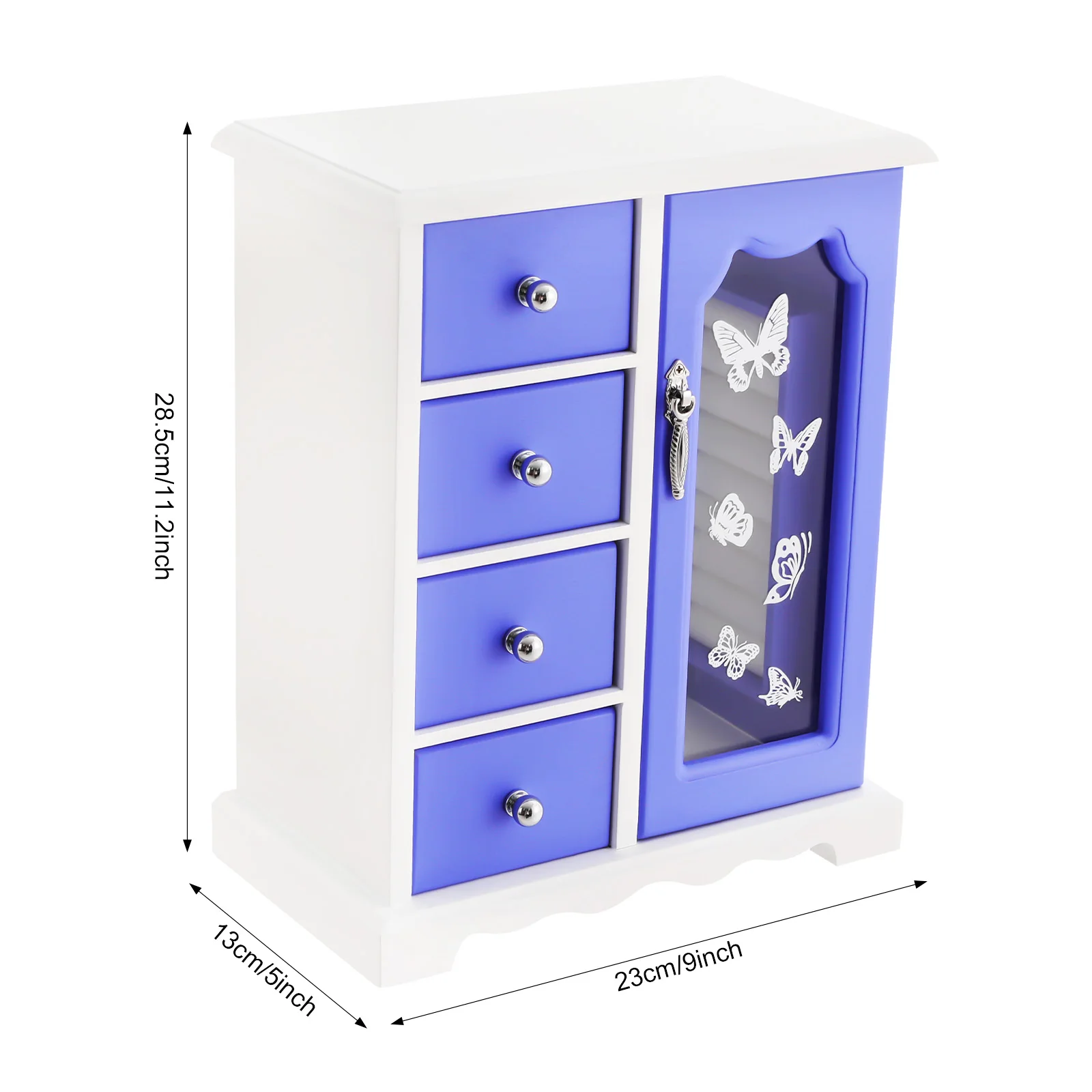 Jewelry Box, Wood Jewelry Organizer with 4 Drawers, Jewelry Box with Mirror for Necklaces, Rings, Earrings, Bracelets, and Other Make-up Items