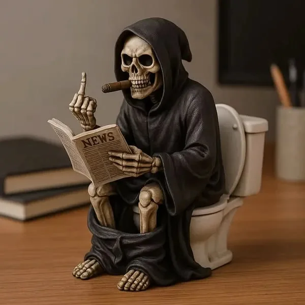 A new type of resin handicraft of toilet death statue, Halloween gift and small present
