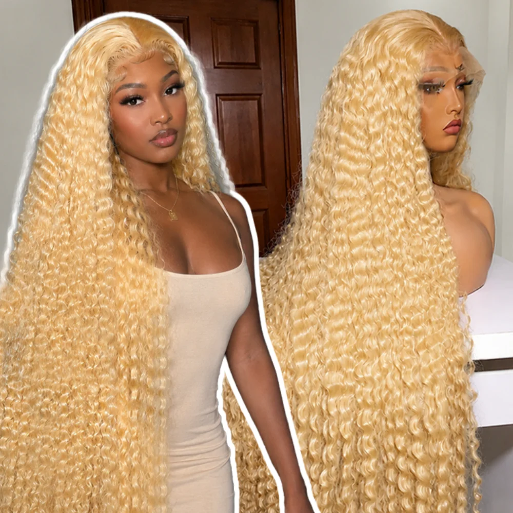 Smilegirl 613 HD Lace Frontal Wig 13x4 13x6 Deep Wave Lace Front Human Hair Wig Transparent Blonde Curly Wig 30 Inch 220% Density For Women