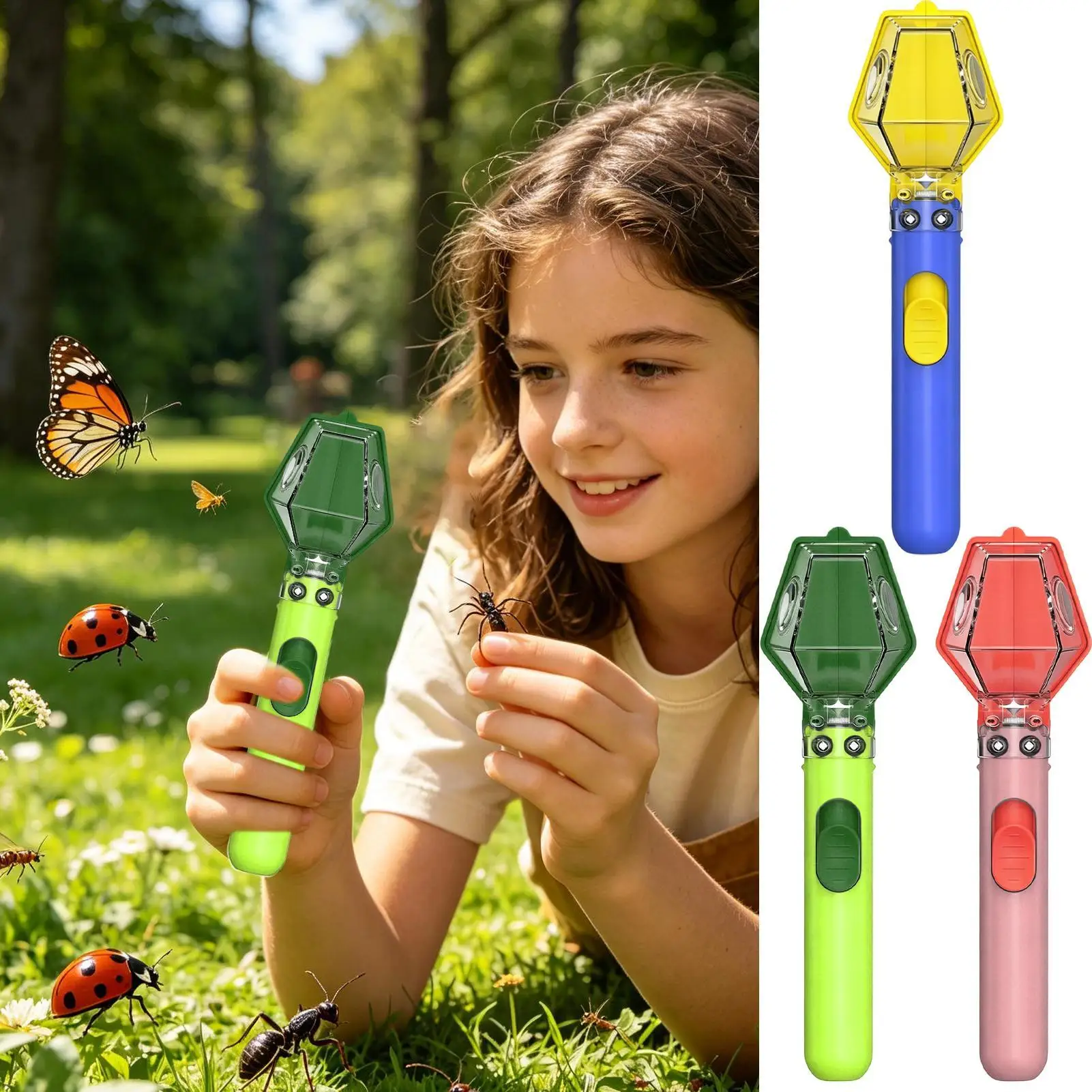 Multifunctional Portable Insect Catcher Push Type Transparent Observer Box Bug Catcher for Kids Outdoor Educational Interactive