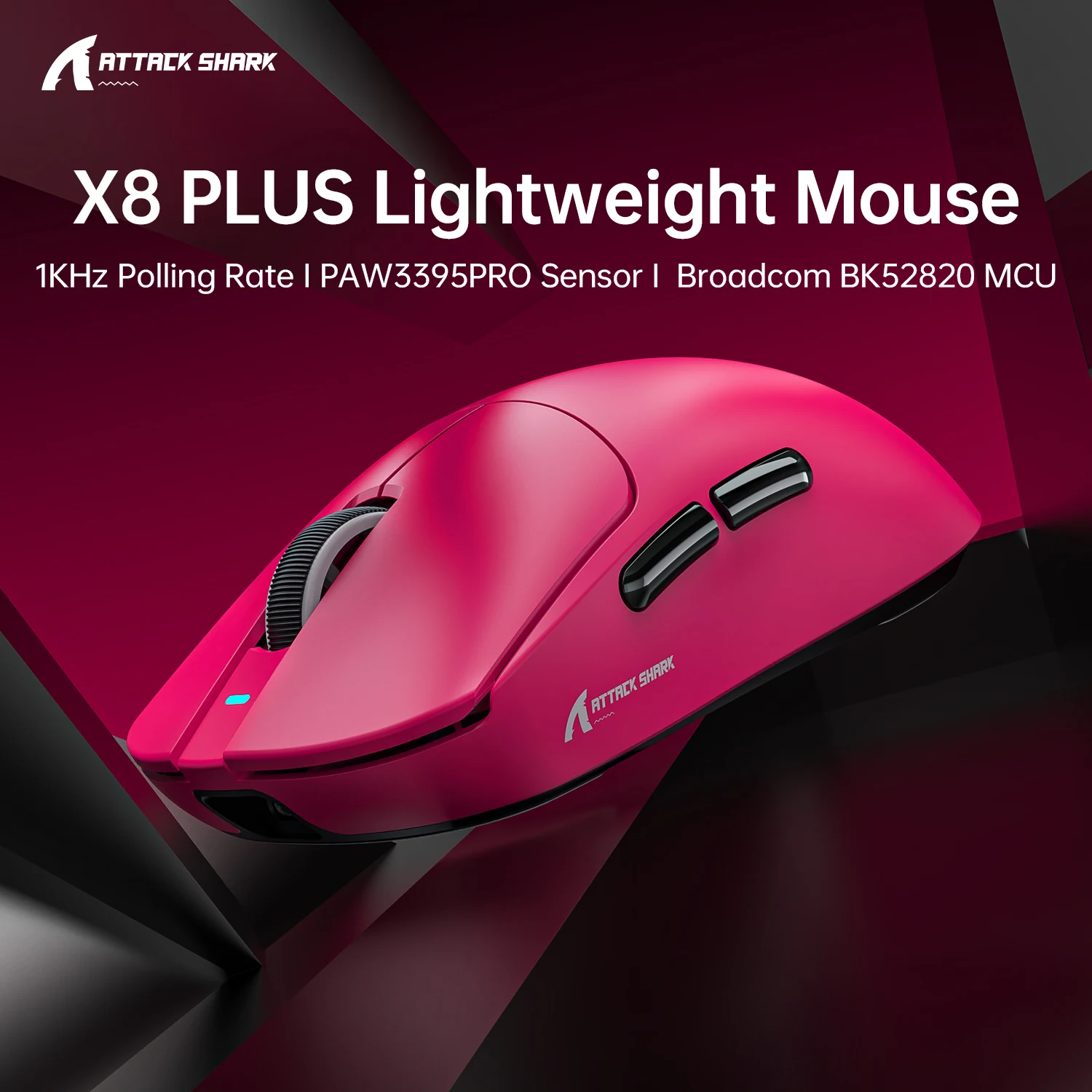 Attack Shark X8 PLUS Wireless Tri-Mode Gaming Mouse | PAW3395 PRO 40K DPI 1KHz Polling | 55g Ultralight-Bluetooth Wired for Game