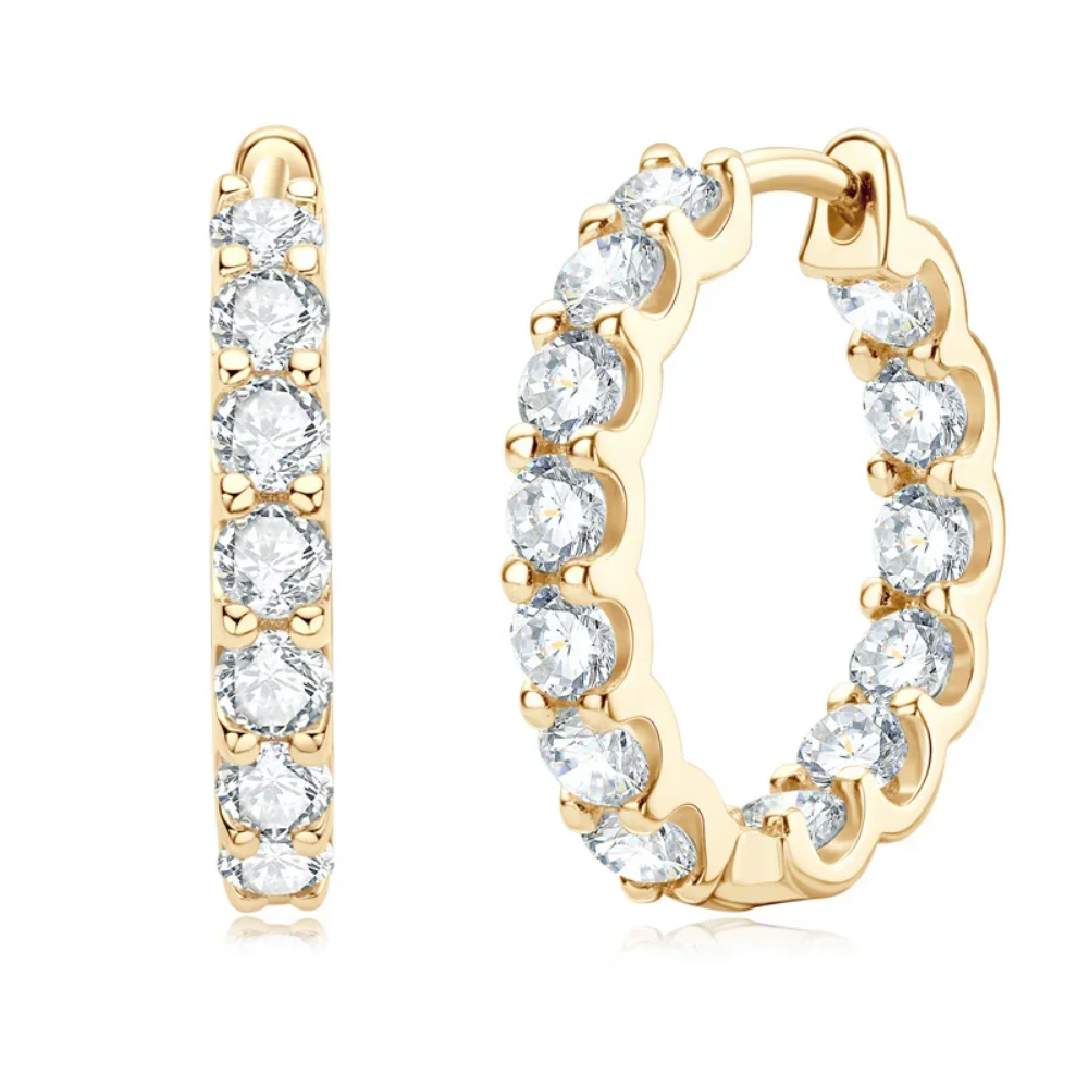 LinkerLove 19mm Moissanite Hoop Earrings for Women S925 Sterling Silver Diamond Earrings Wedding Party Gold Plate Fine Jewelry