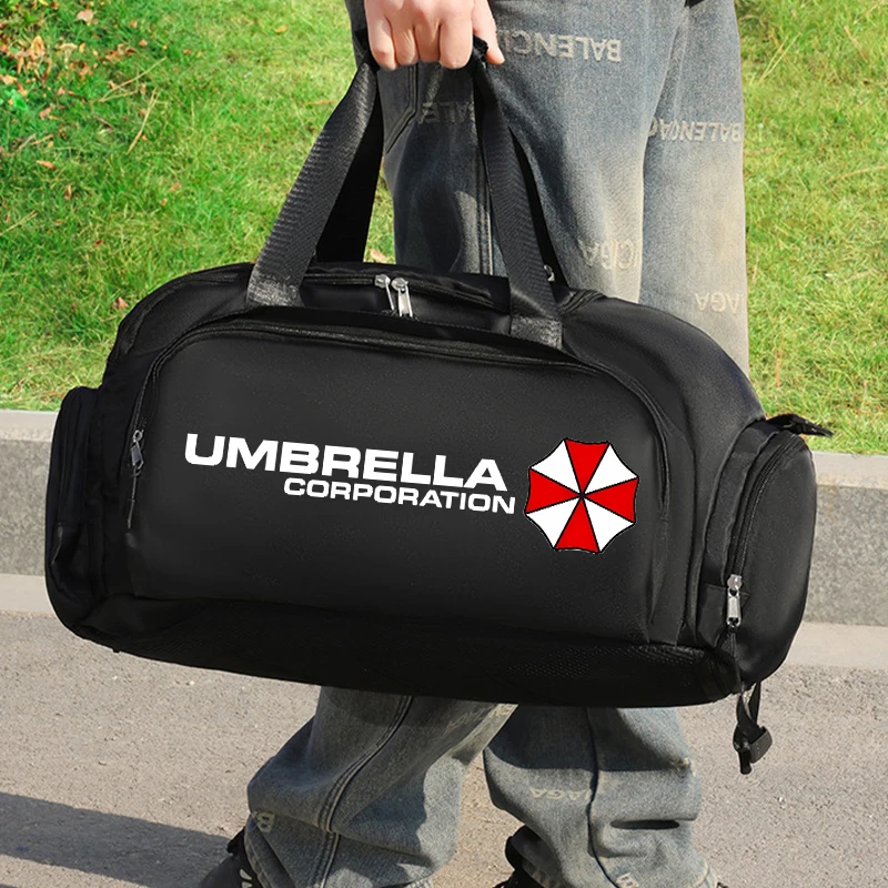 R-Resident Evil Umbrella Corporation Men Carry-on Travel Bag Large Capacity Waterproof Gym Bag with A Shoe Cabinet Storage Bag