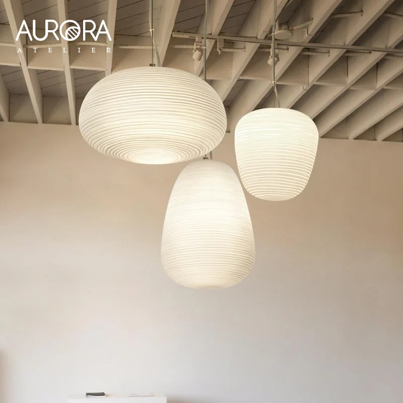 Foscarini Milky White Glass Cocoon Pendant Light Glass Hanging Lamp for Kitchen Dining Table Study Room Home Hanging Lamp