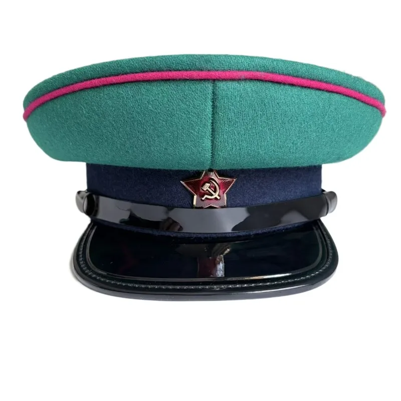 WW2 Soviet NKVD Officer Visor Cap Green Top Russian Military Surplus Replica USSR Border Guard Hat for Cosplay Collectible
