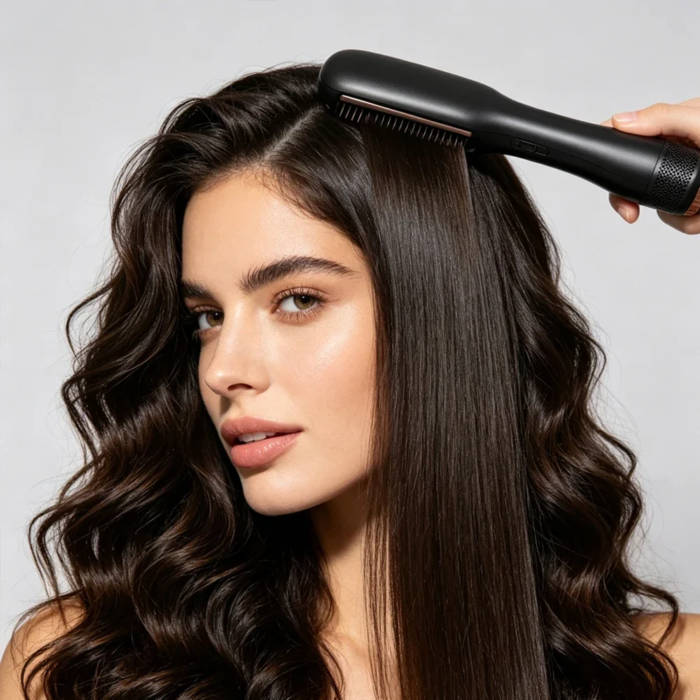 Professional 1200W 3 in 1 Hot Air Brush, Negative Ion One Step Hair Blow Dryer Styler, Hair Dryer Straightener for Salon Styling
