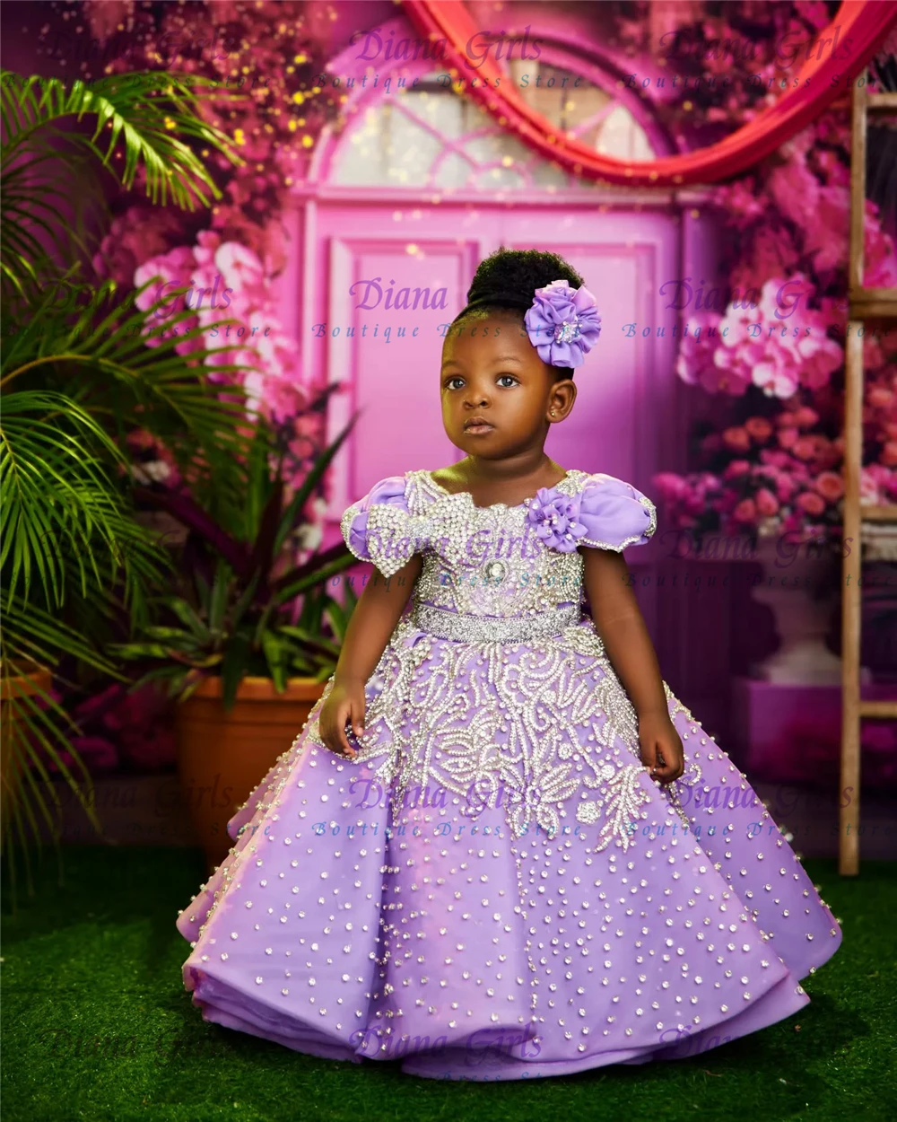 Gorgeous Lavender Flower Girl Dress Quality Satin Fluffy Appliques For Little Girls Birthday Party Evening Gowns Customized Gown