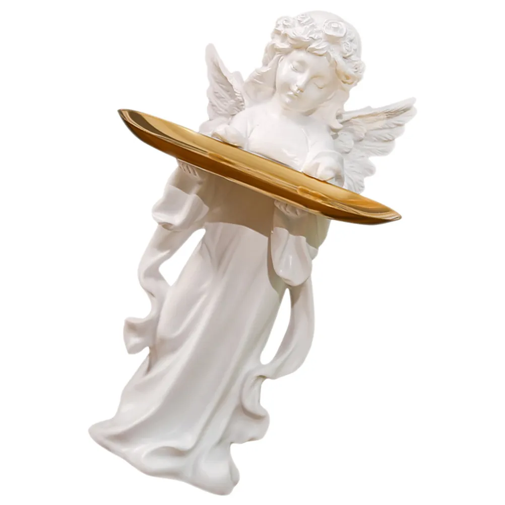 Angel Jewelry Tray Resin Desktop Organizer Dish for Rings Earrings Necklaces Bracelets Hairpins Watches Perfume Trinket Storage