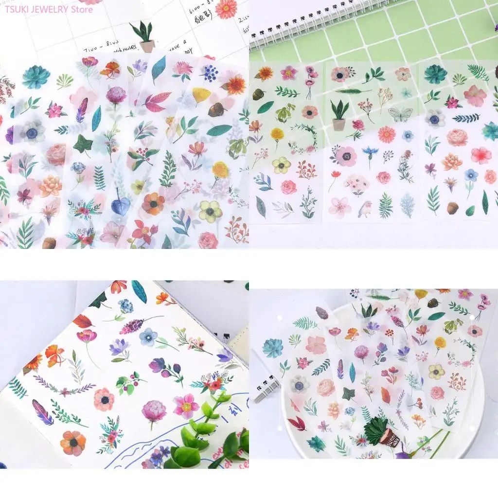 62KE 6 Pcs Resin Stickers Waterproof Flowers Stickers Decals for Water Bottle Laptop Skateboard Computer Phone