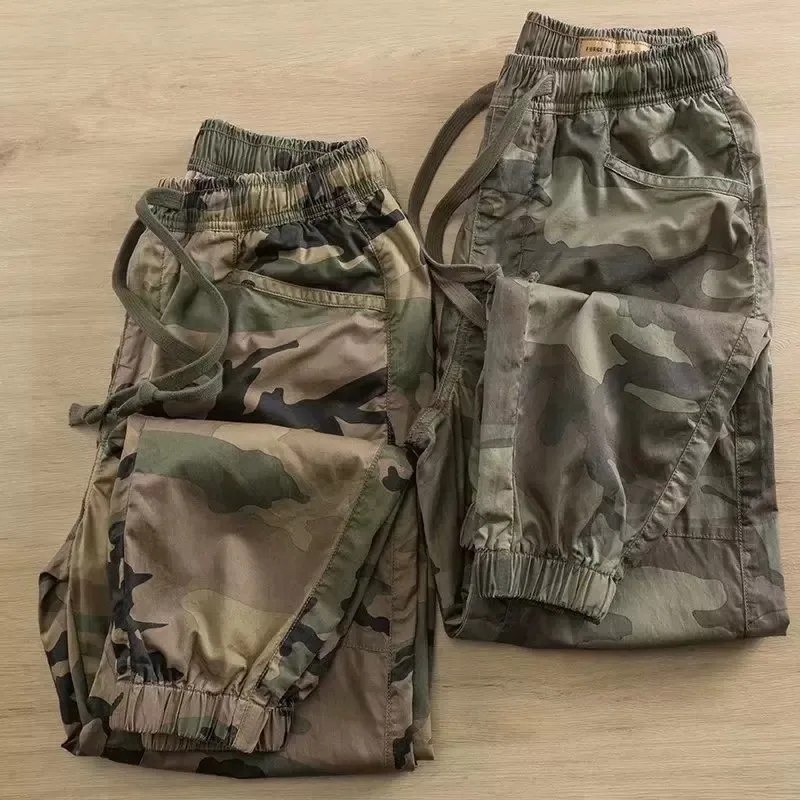 Casual Camouflage Work Trousers Loose Fit Men's Spring Autumn  Welding Loose Cuffed Long Pants Casual Cotton Youth