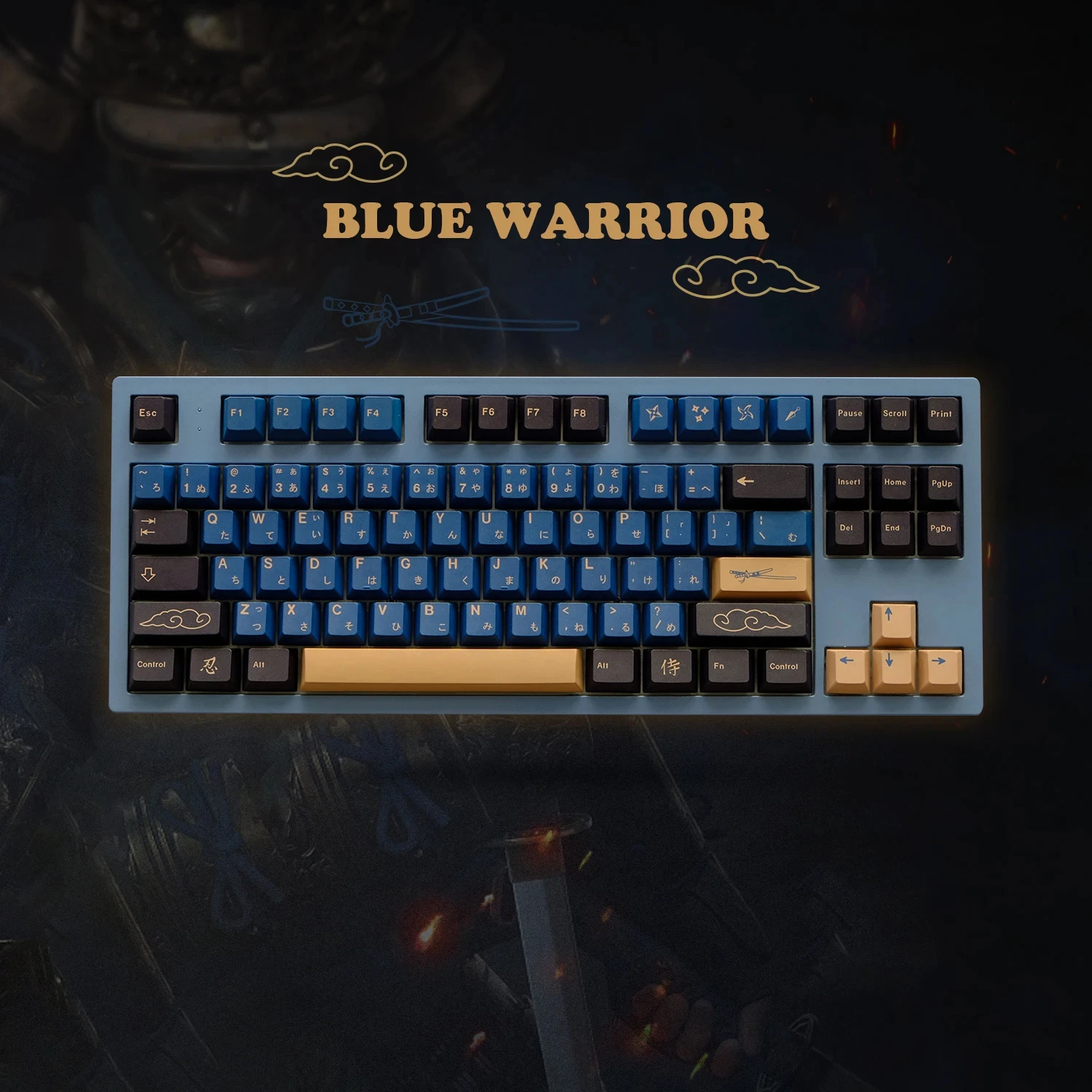 GMK Blue Samurai Keycaps 130 Keys PBT Material Keycaps Cherry Profile DYE-SUB For MX Switch Wooting Mechanical Keyboard Keycaps