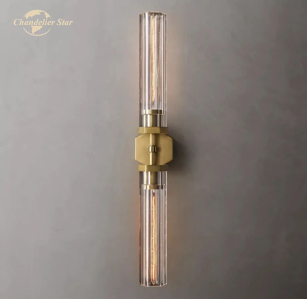 Lambeth Hexagonal Linear Sconce Modern Crystal Wall Lamps Lustre Bathroom Living Room Bedroom Indoor Lighting Fixture