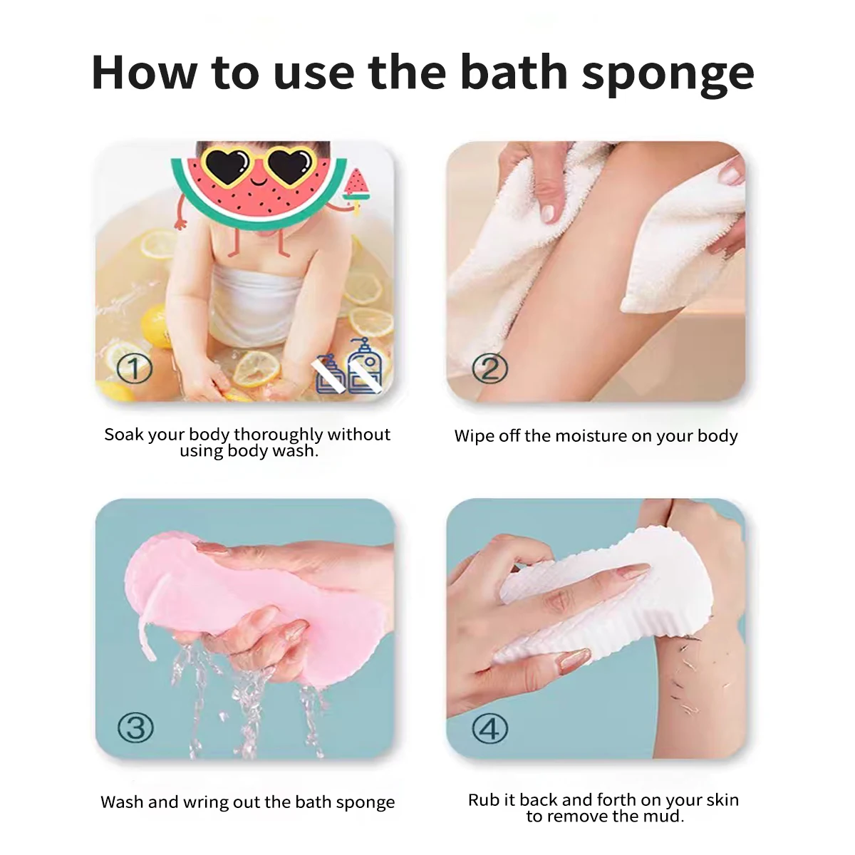 1/4pcs Kids Bath Sponge Set | Soft Shower Body Scrubber Ball | Children Cleansing Bath Sponges