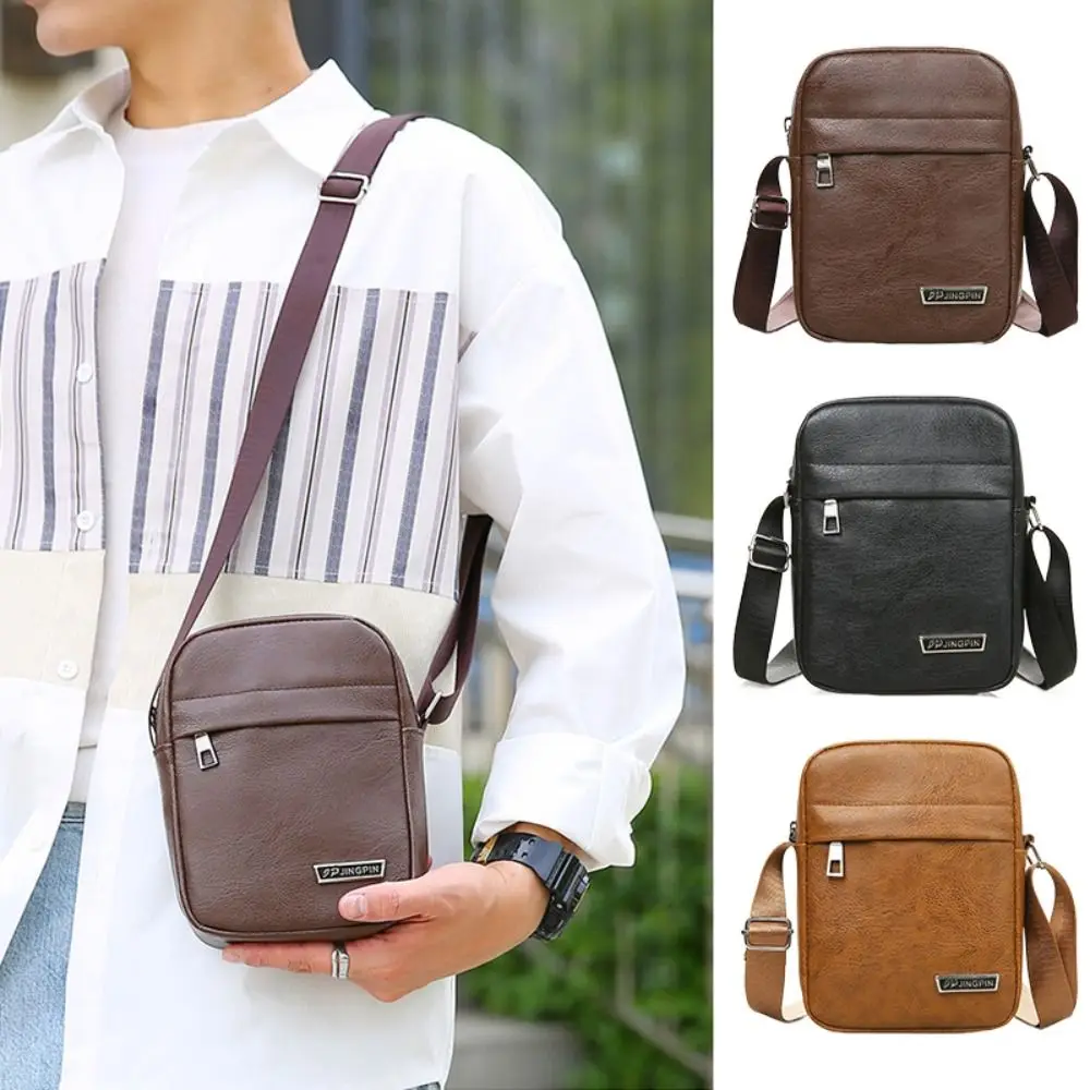 New PU Leather Men's Crossbody Bag Large Capacity Waterproof Shoulder Bag Casual Handbag Phone Bag Business Man Messenger Bag
