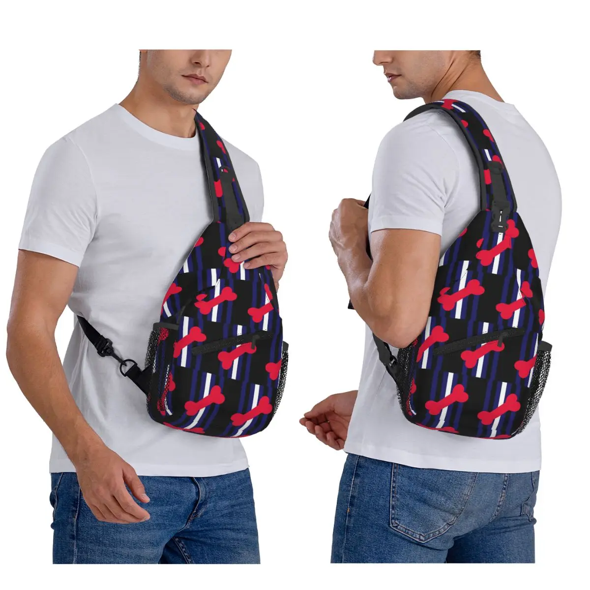 Leather Puppy Pride Chest Bag Men Sling Crossbody Backpack Chest Bag Travel Hiking Daypack Shoulder Bag