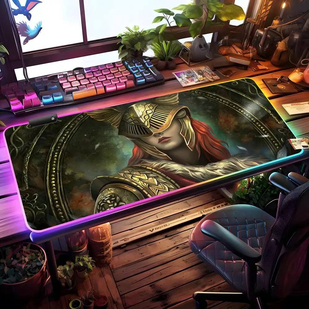 Elden-ring Mouse Pad RGB Gaming Mouse Pad Desk Mat HD Gamer Large LED Light XXL MousePads