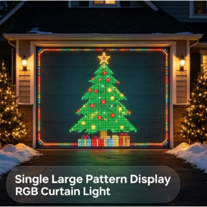 LED Curtain Fairy Lights Smart, RGB Color Changing APP Control Music Sync DIY Pattern Bedroom Backdrop Christmas Decorations
