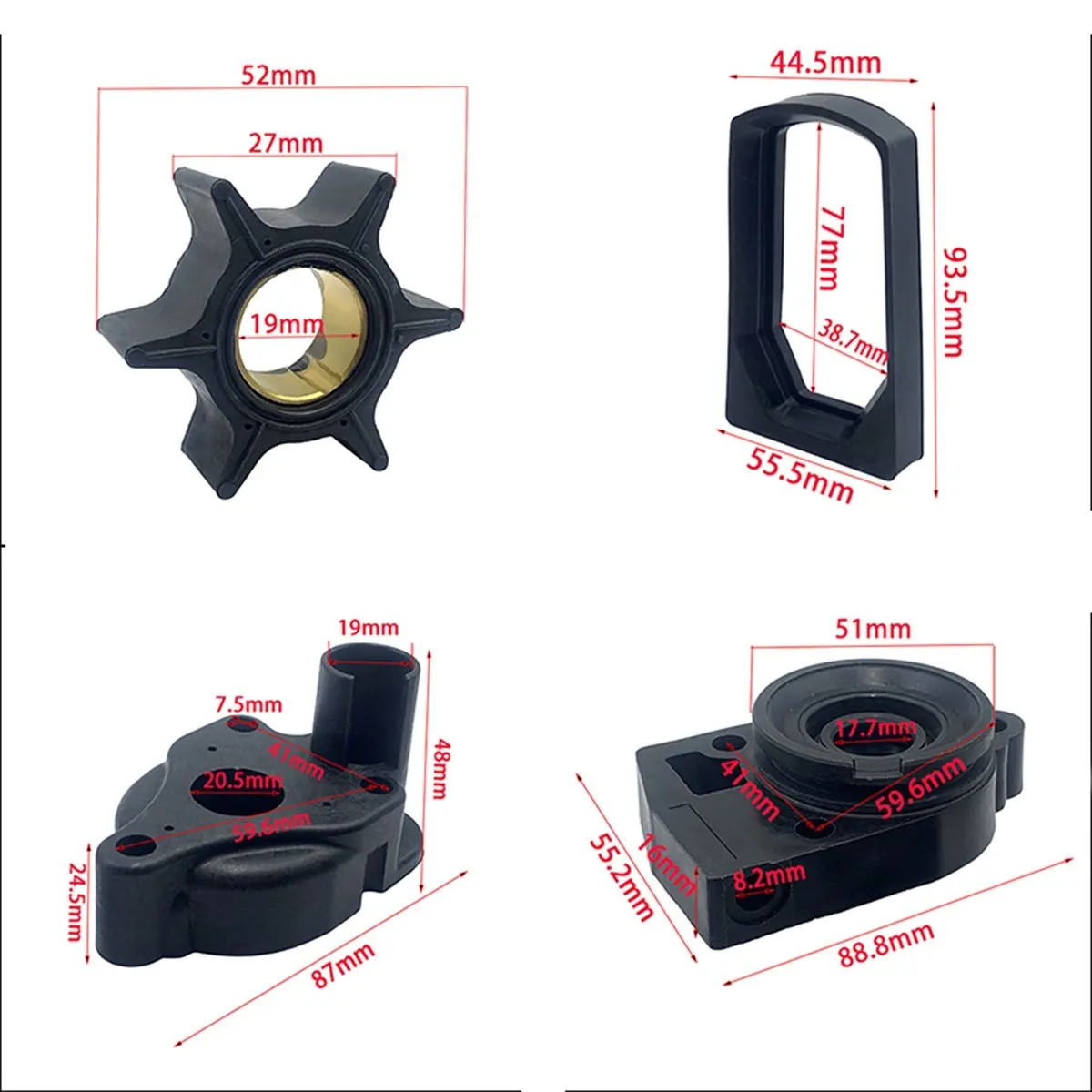 A23Z 46-77177A3 Water Pump Impeller Kit for Mercury 30 35 40 45 50 60 65 70 Outboards Motor 18-3324 47-89983